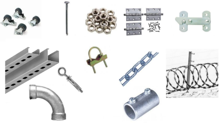 Peças galvanizadas variadas